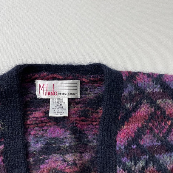 Vintage Cardigan Sweater Mohair Aztec Southwestern Patterned V Neck Button Up M - Picture 7 of 8